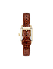 Octagonal Shaped Leather Strap Watch - Anne Klein Brown/Gold-Tone