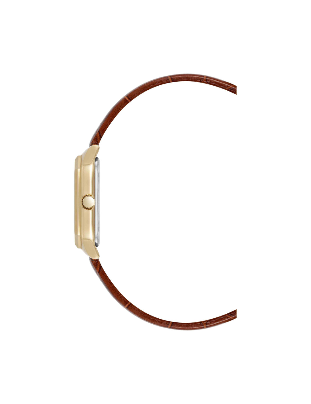 Octagonal Shaped Leather Strap Watch - Anne Klein Brown/Gold-Tone