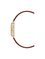 Octagonal Shaped Leather Strap Watch - Anne Klein Brown/Gold-Tone
