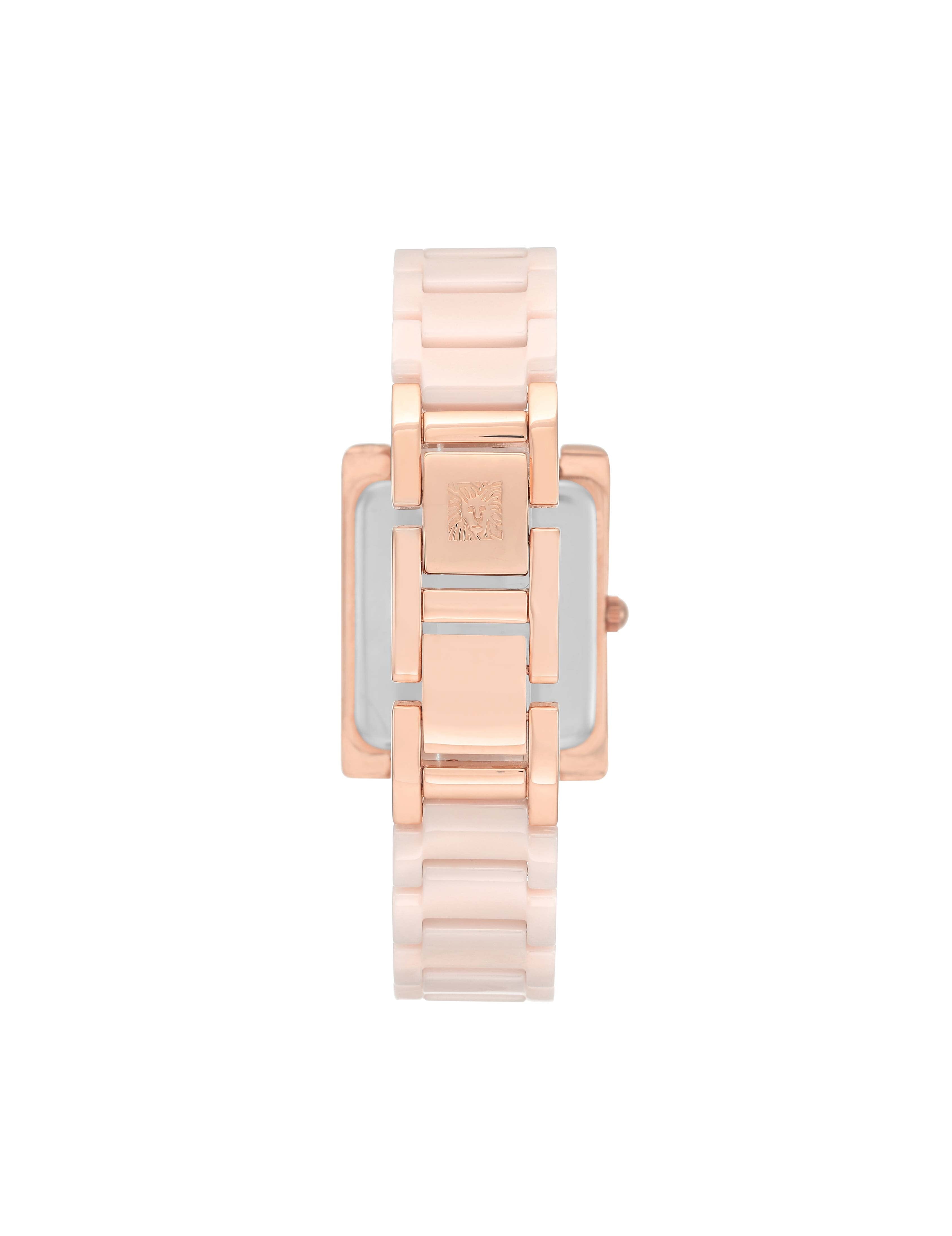 Rectangular Ceramic Bracelet Watch - Anne Klein Pink&Rose-Tone