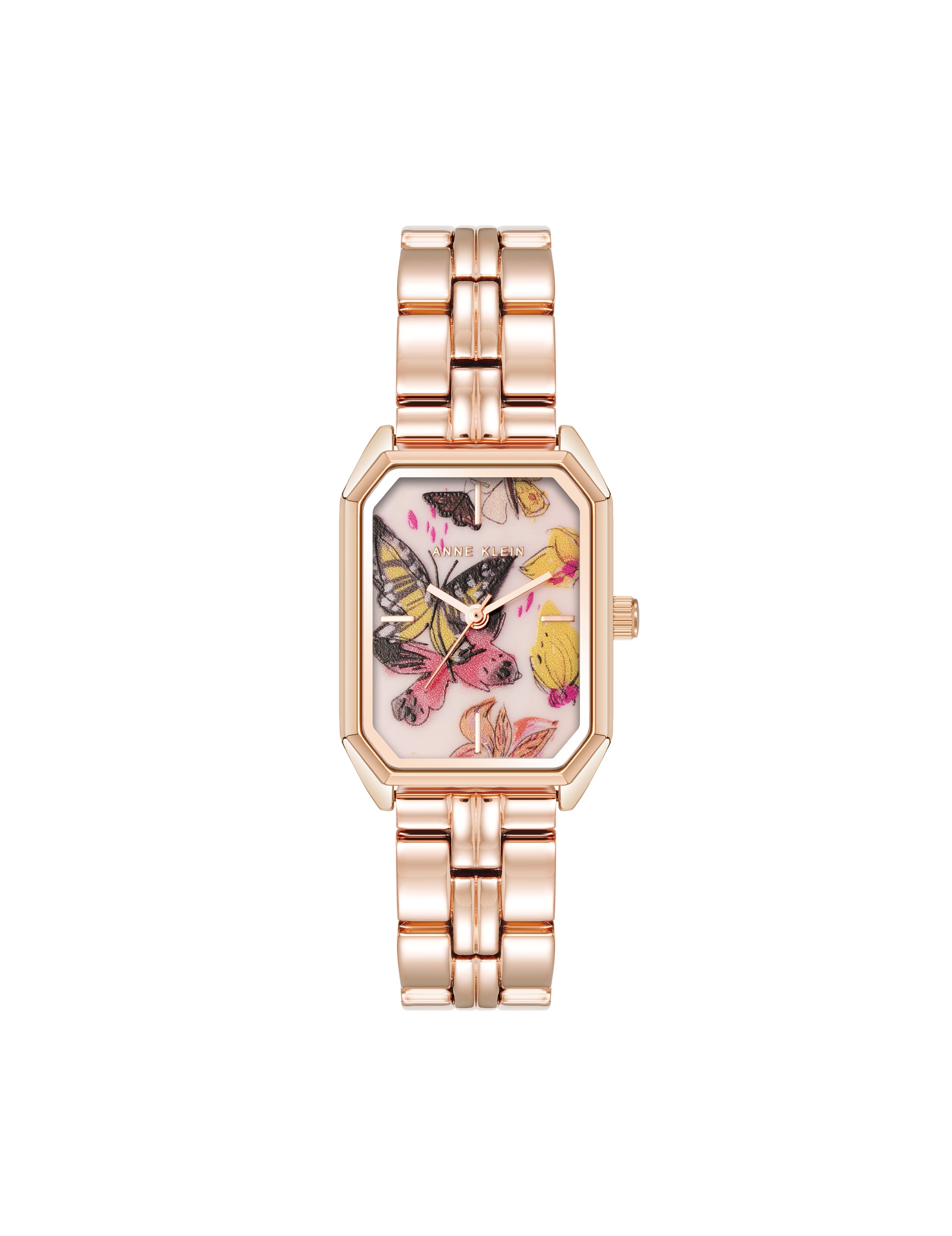 Butterfly Dial Leather Strap Watch in Rose Gold-Tone - Anne Klein Rose Gold-Tone