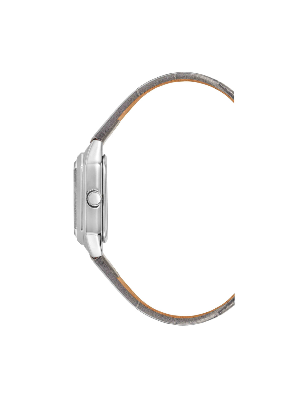 Petitie Octagonal Shaped Case Leather Strap Watch - Anne Klein Grey/Silver-Tone