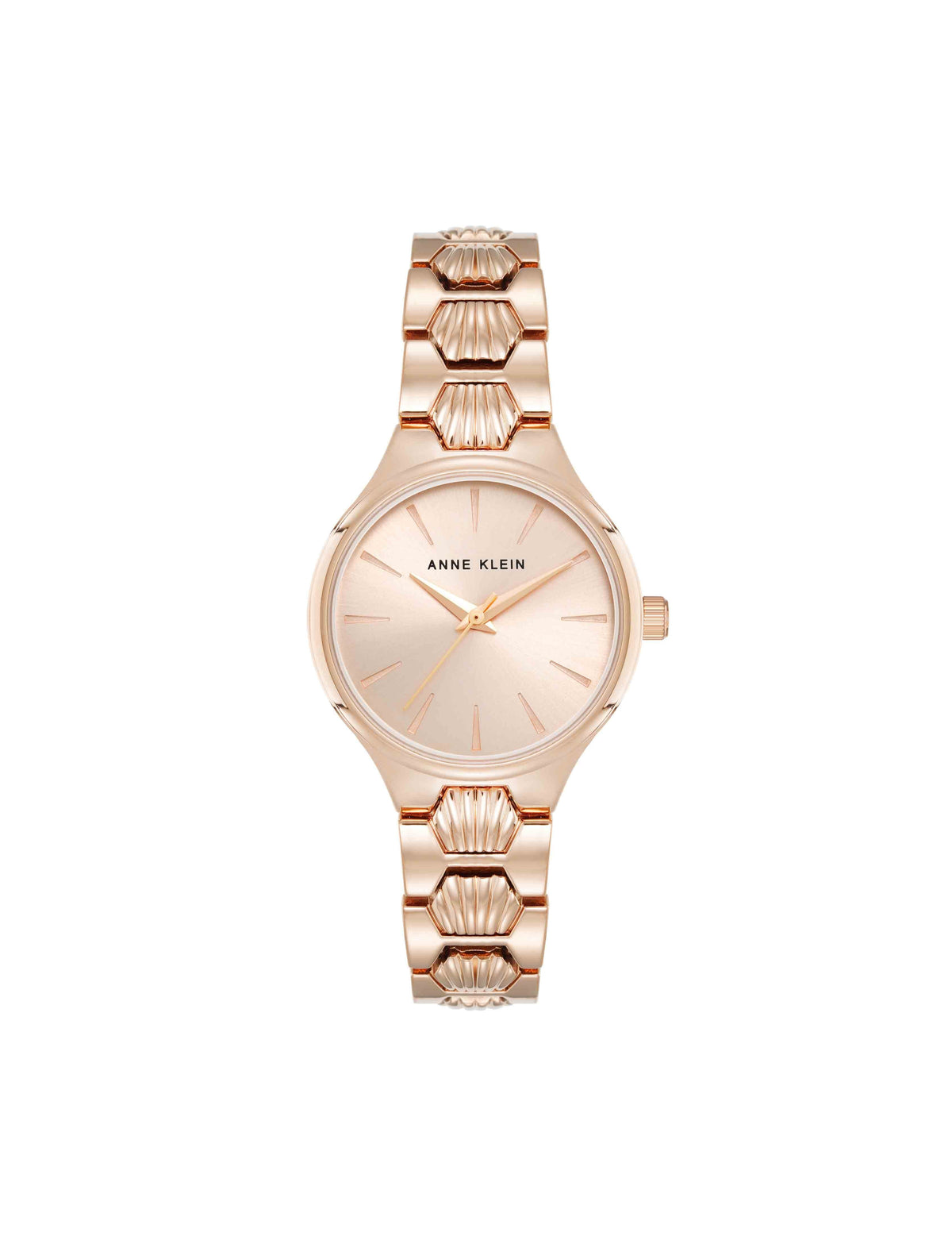 Shell Pattern Link Bracelet Watch - Anne Klein Rose-Tone
