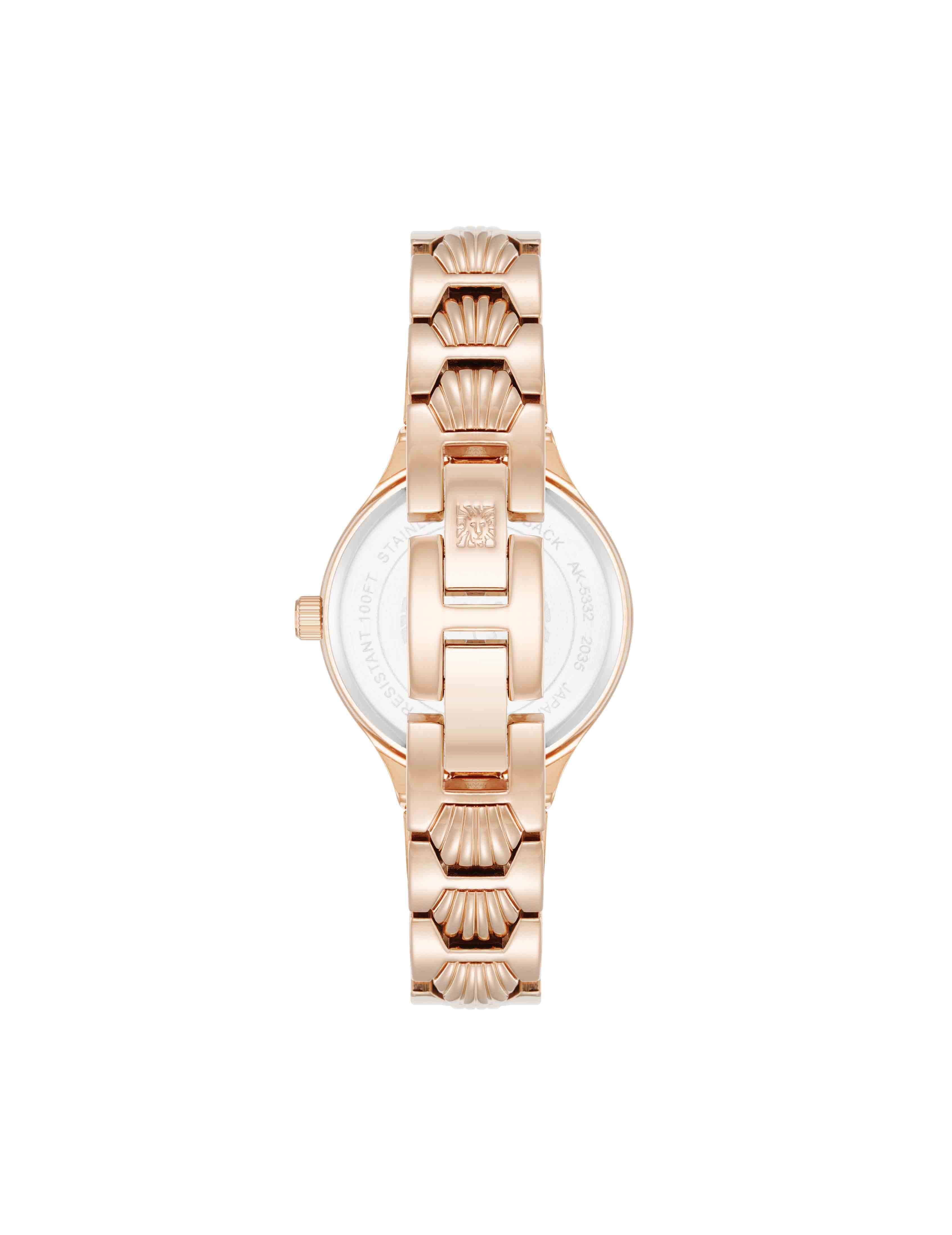 Shell Pattern Link Bracelet Watch - Anne Klein Rose-Tone