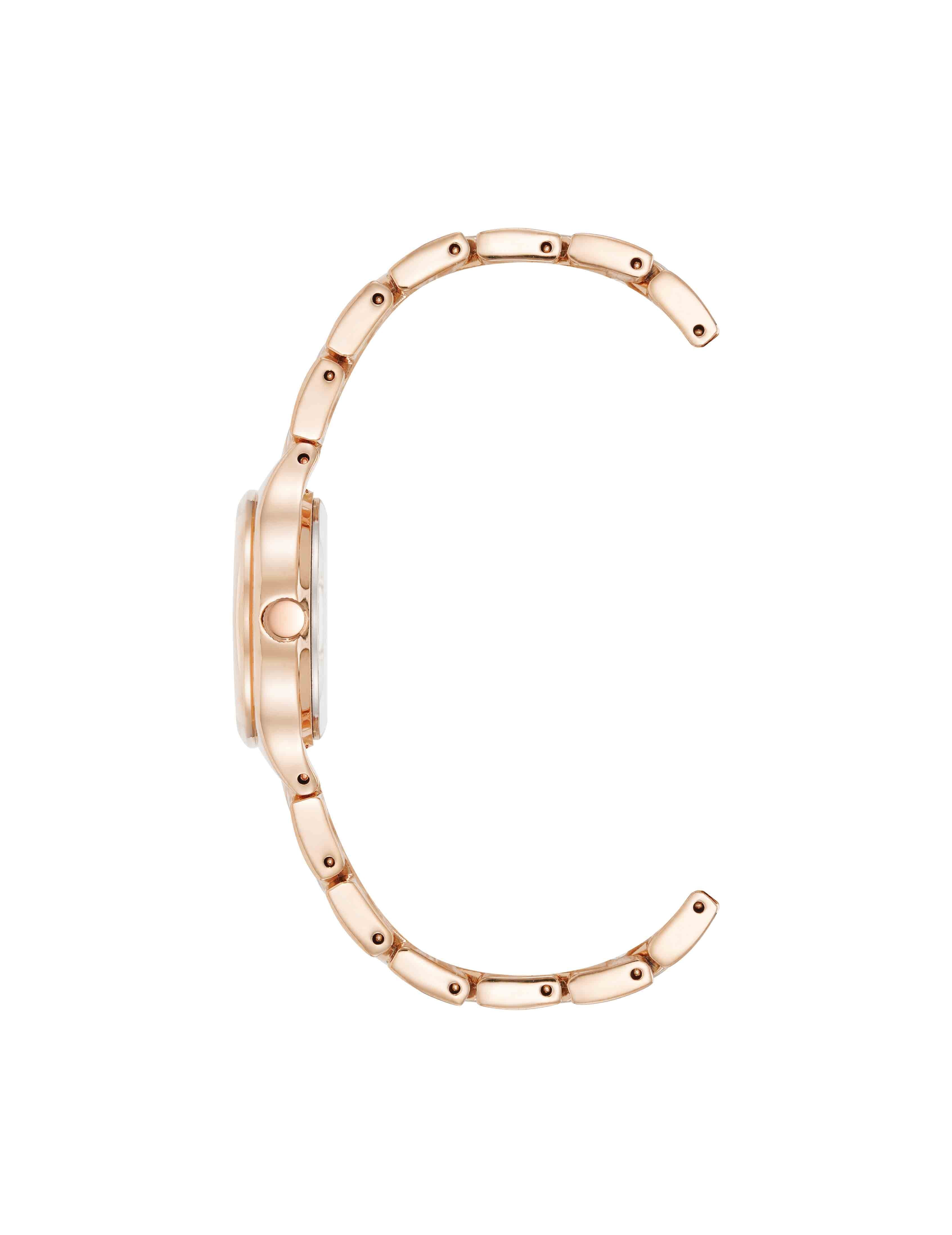 Shell Pattern Link Bracelet Watch - Anne Klein Rose-Tone