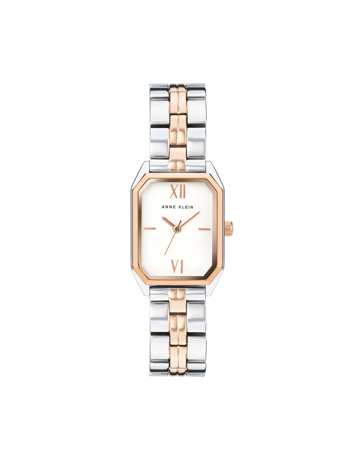 Octagonal Metal Bracelet Watch - Anne Klein Silver&Rose-Tone