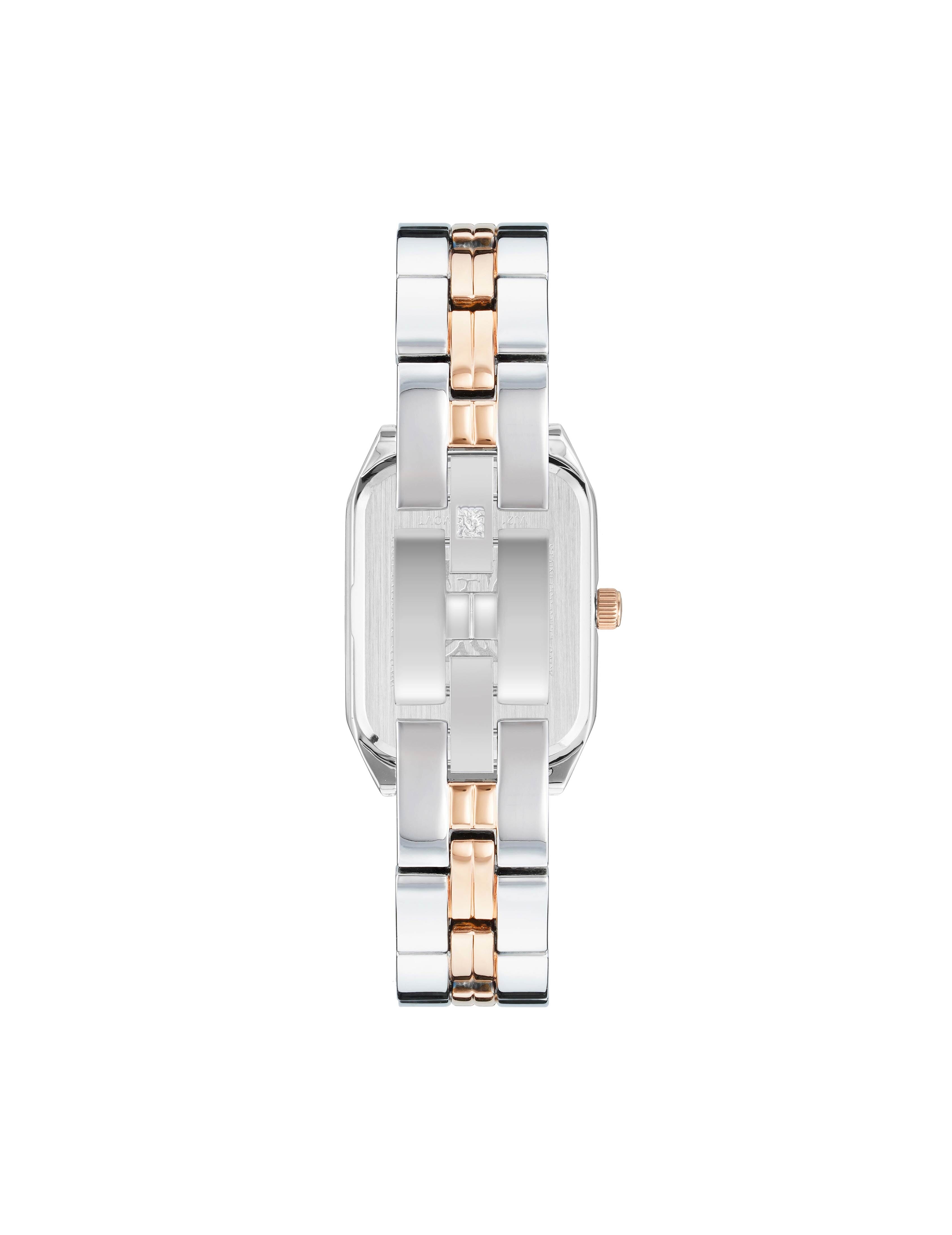 Octagonal Metal Bracelet Watch - Anne Klein Silver&Rose-Tone