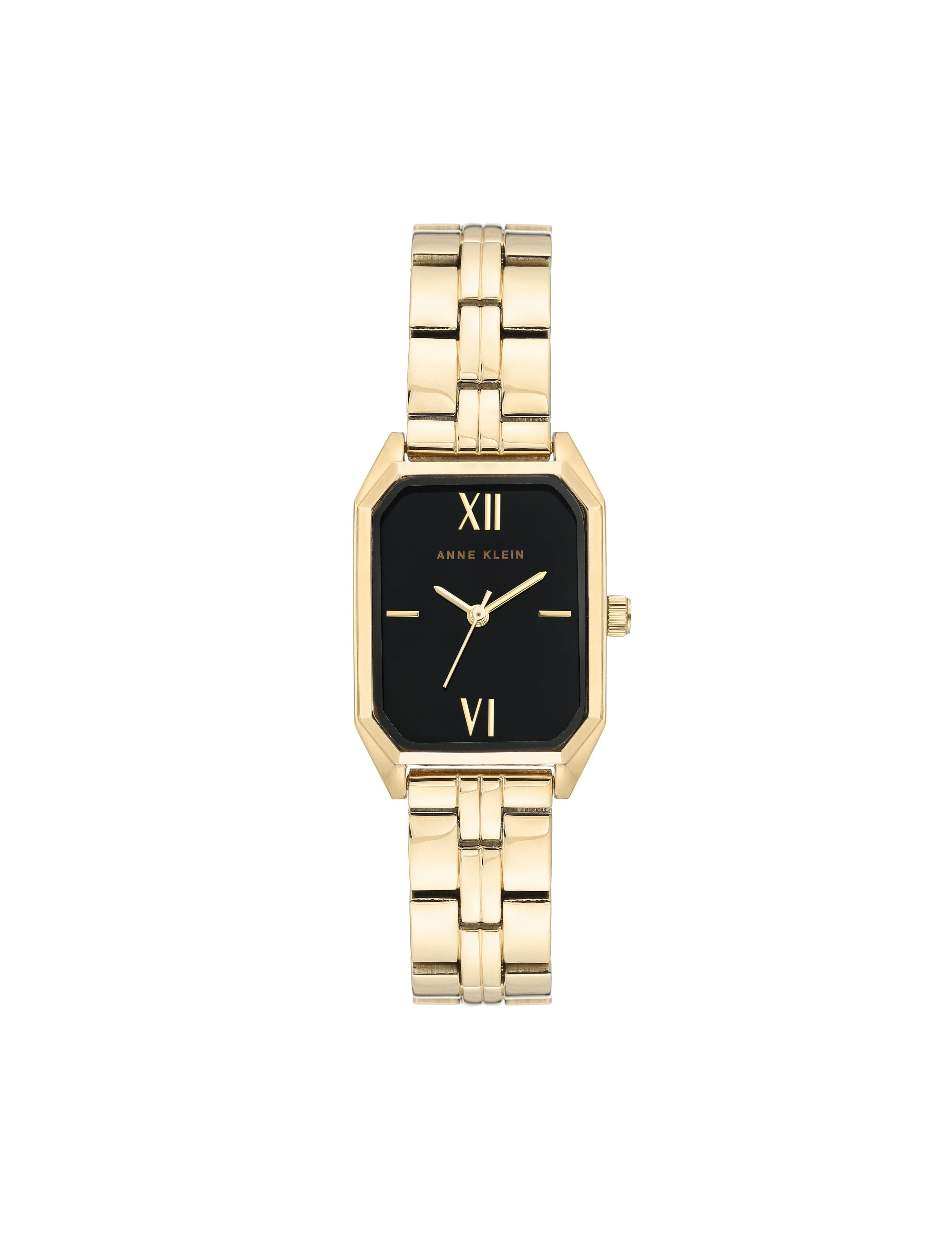Octagonal Metal Bracelet Watch in Gold-Tone - Anne Klein Black&Gold-Tone