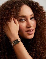 Octagonal Metal Bracelet Watch in Gold-Tone - Anne Klein Black&Gold-Tone