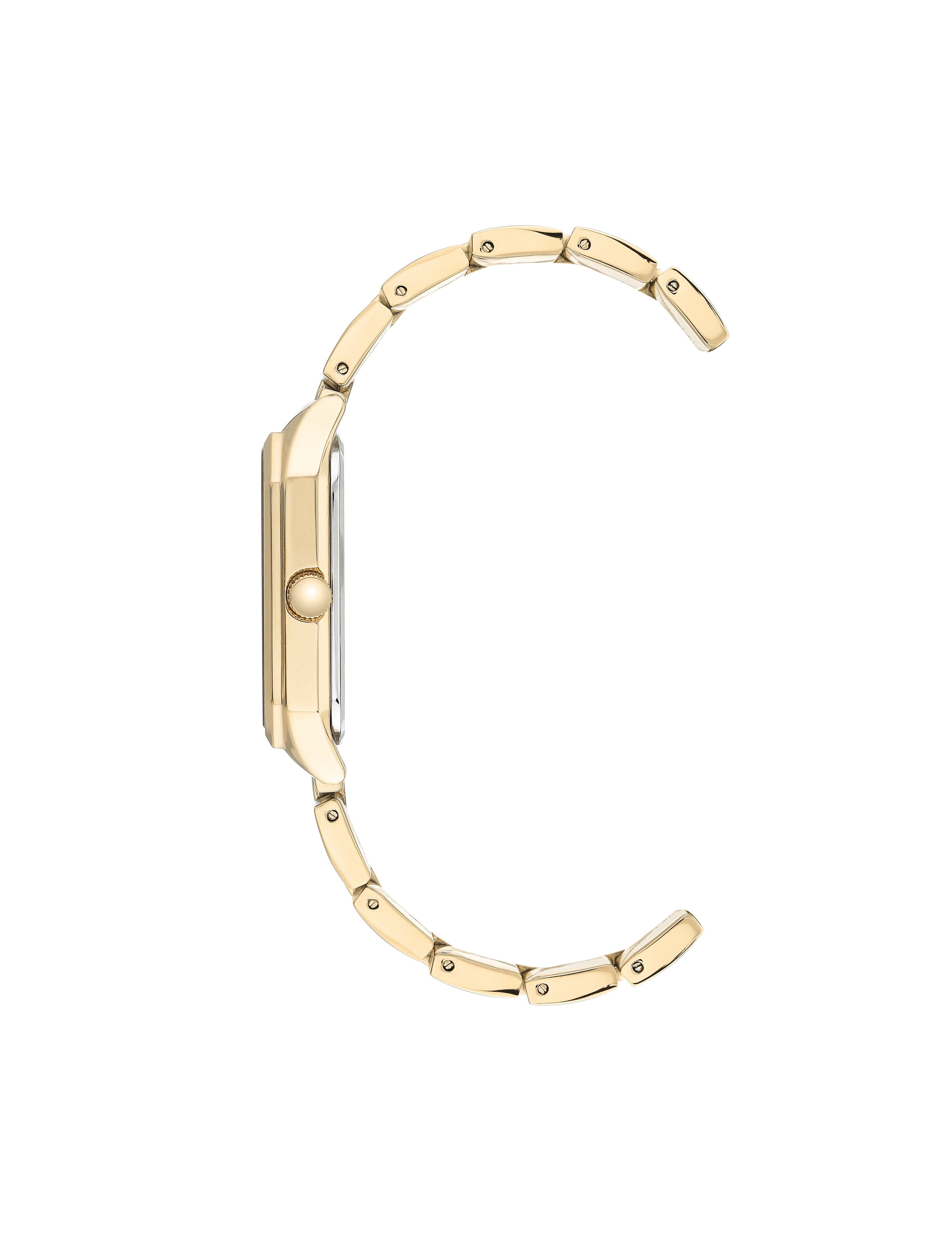 Octagonal Metal Bracelet Watch in Gold-Tone - Anne Klein Black&Gold-Tone