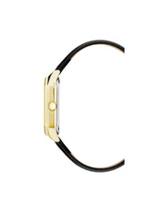 Octagonal Leather Strap Watch - Anne Klein Black&Gold-Tone