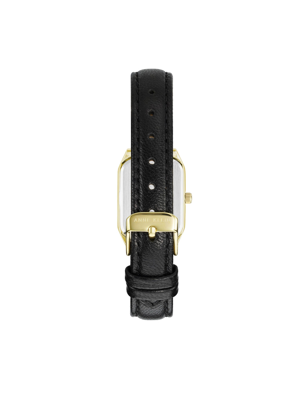 Octagonal Leather Strap Watch - Anne Klein Black&Gold-Tone
