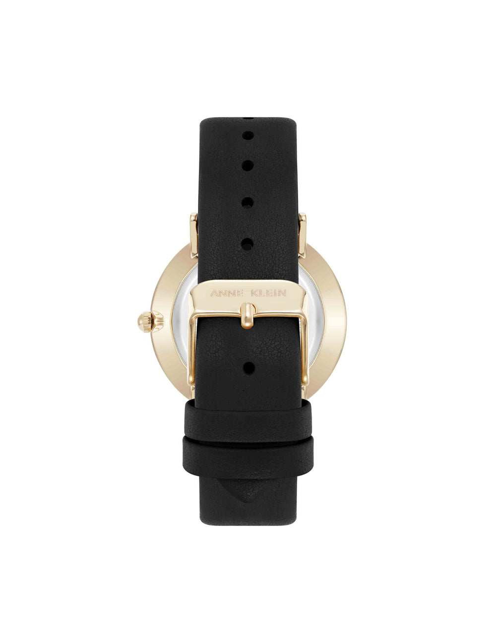 Patterned Dial Strap Watch - Anne Klein Black/Gold-Tone