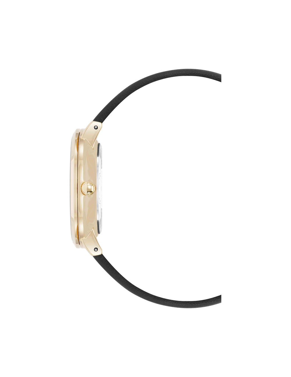 Patterned Dial Strap Watch - Anne Klein Black/Gold-Tone