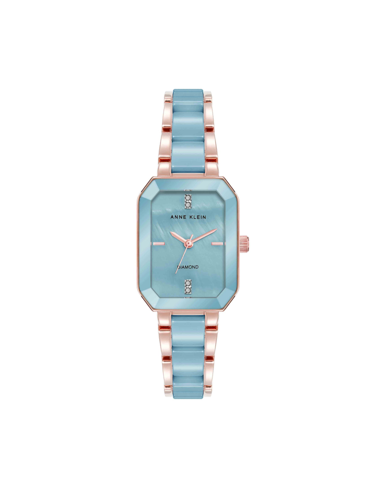 Octagonal Shaped Ceramic Bracelet Watch - Anne Klein Aqua Blue/Rose Gold-Tone
