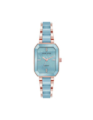 Octagonal Shaped Ceramic Bracelet Watch - Anne Klein Aqua Blue/Rose Gold-Tone