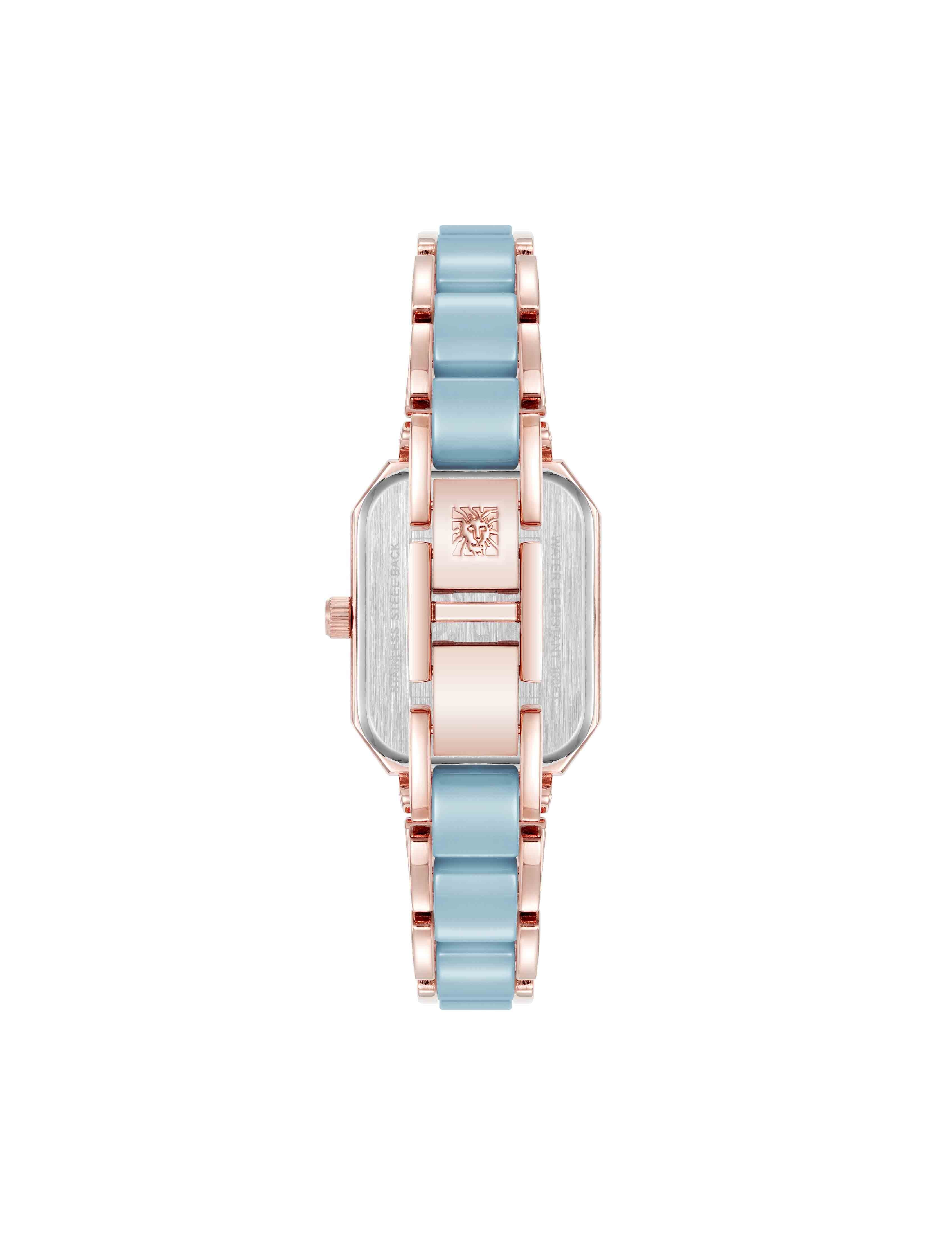 Octagonal Shaped Ceramic Bracelet Watch - Anne Klein Aqua Blue/Rose Gold-Tone