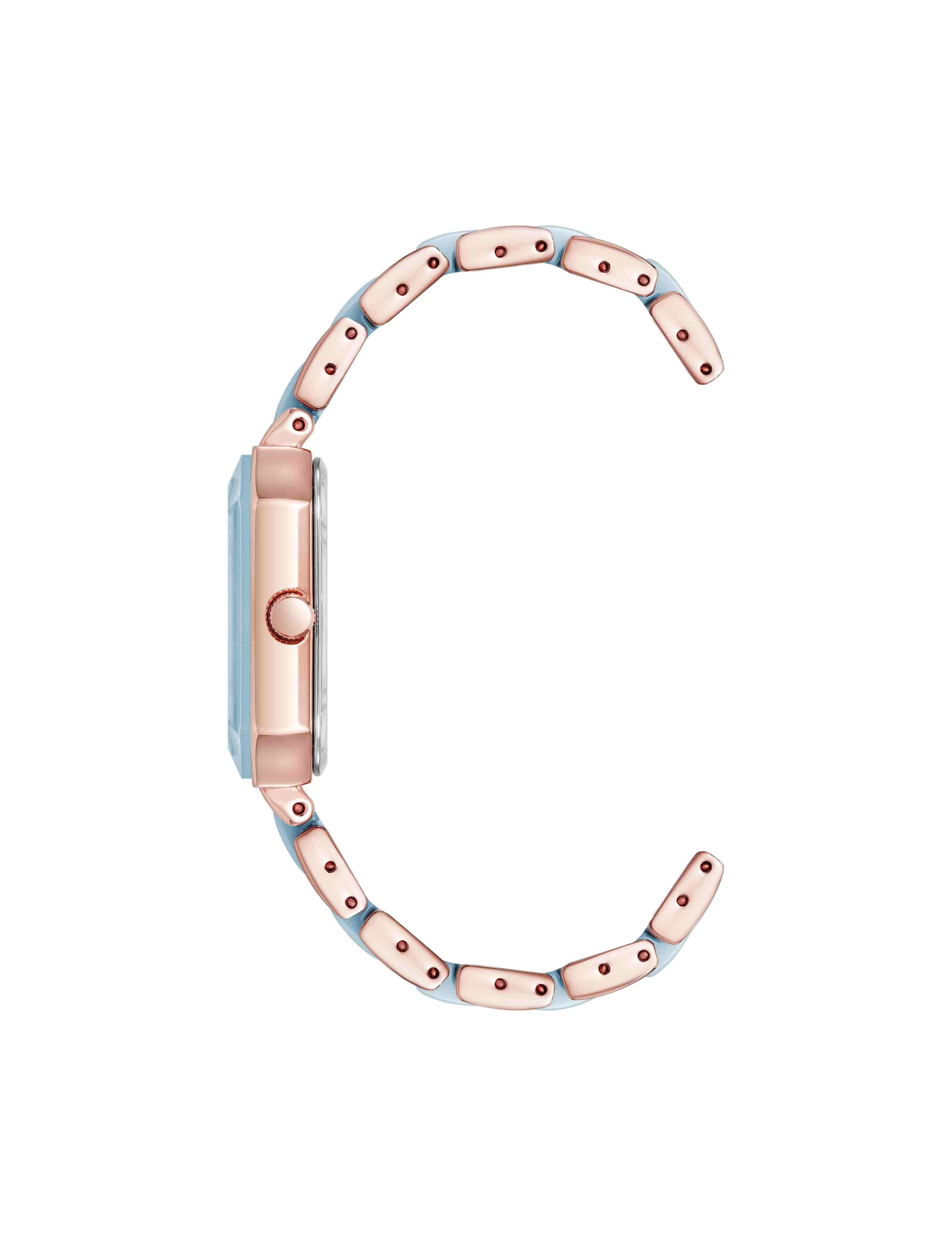 Octagonal Shaped Ceramic Bracelet Watch - Anne Klein Aqua Blue/Rose Gold-Tone