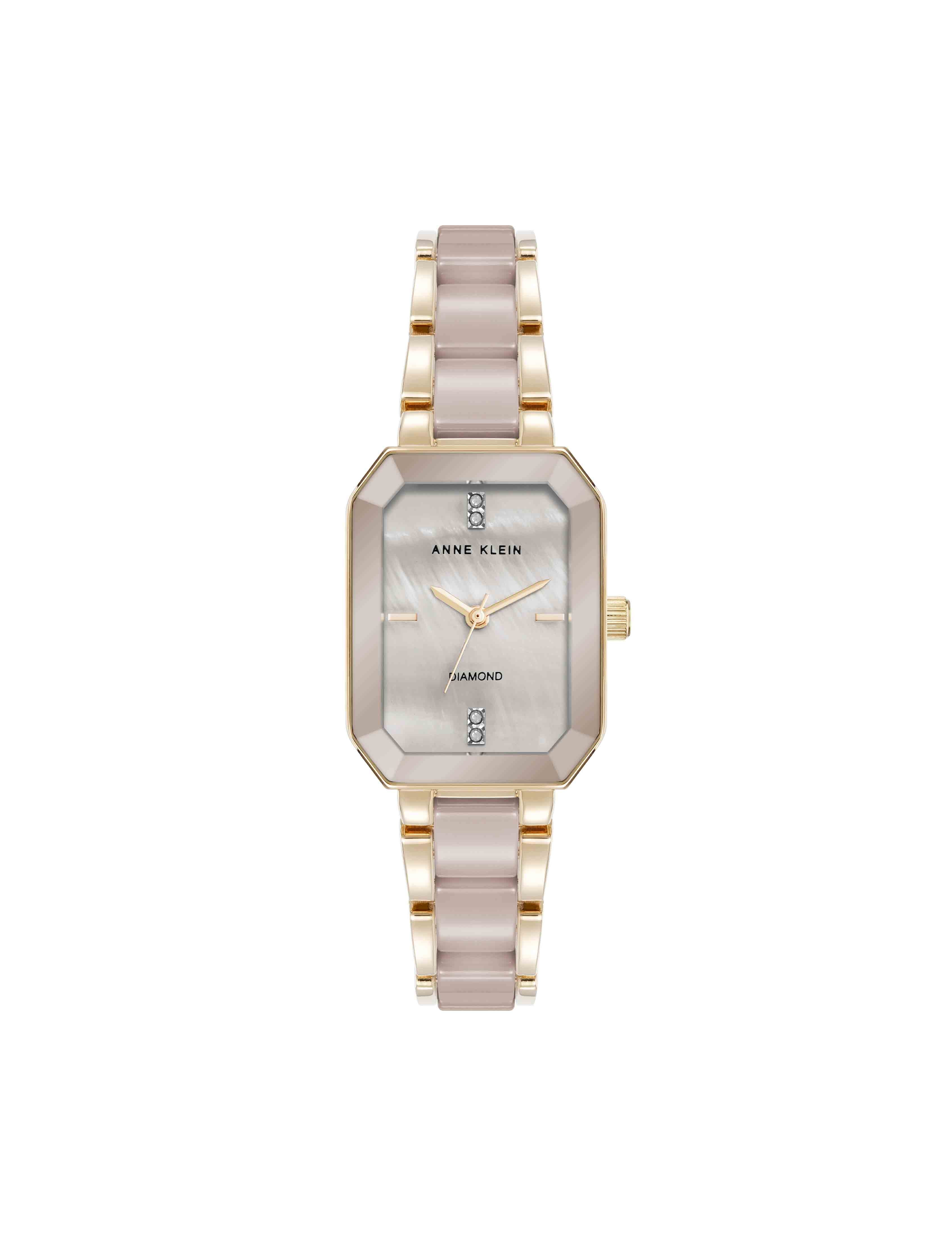 Octagonal Shaped Ceramic Bracelet Watch - Anne Klein Tan/Gold-Tone