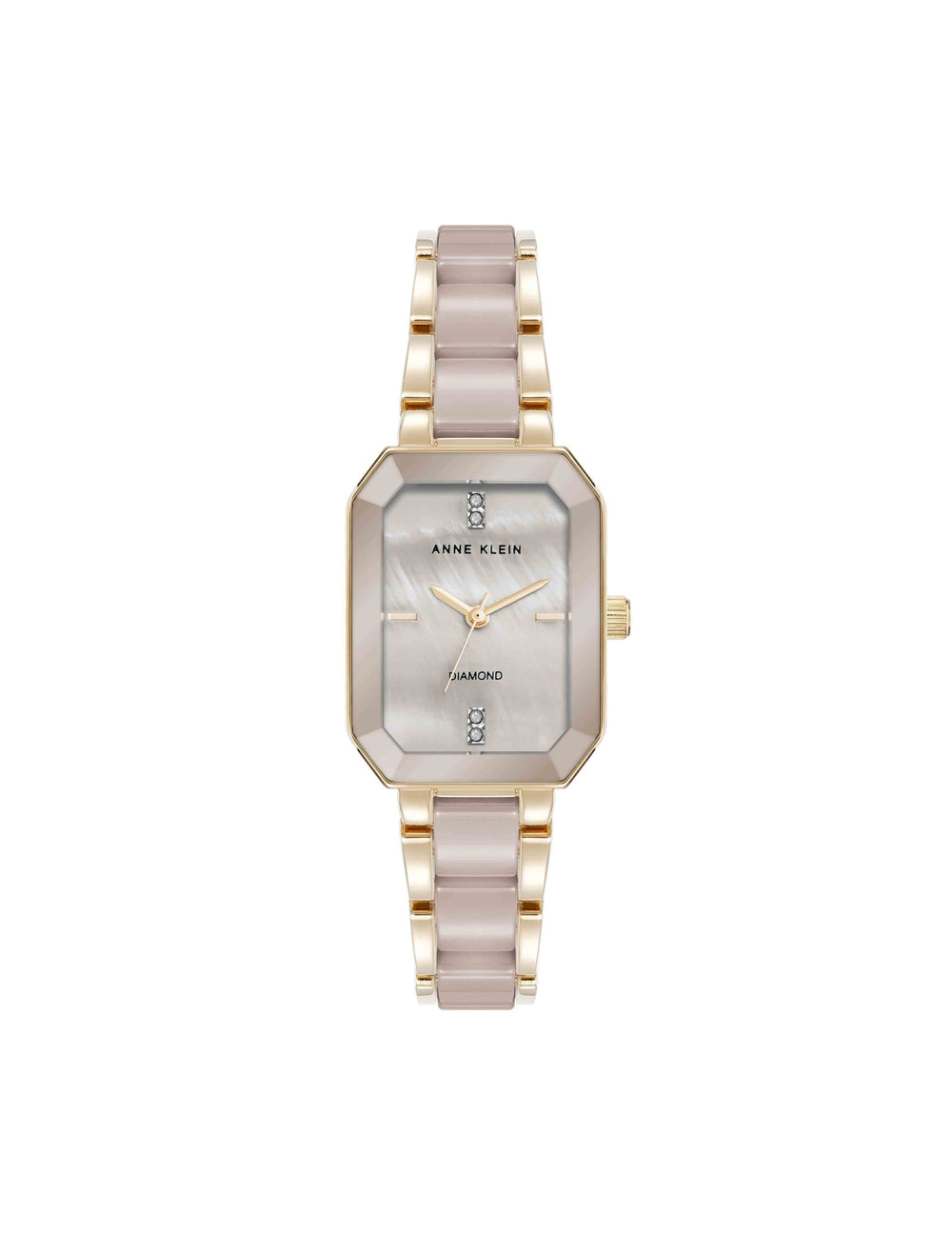 Octagonal Shaped Ceramic Bracelet Watch - Anne Klein Tan/Gold-Tone