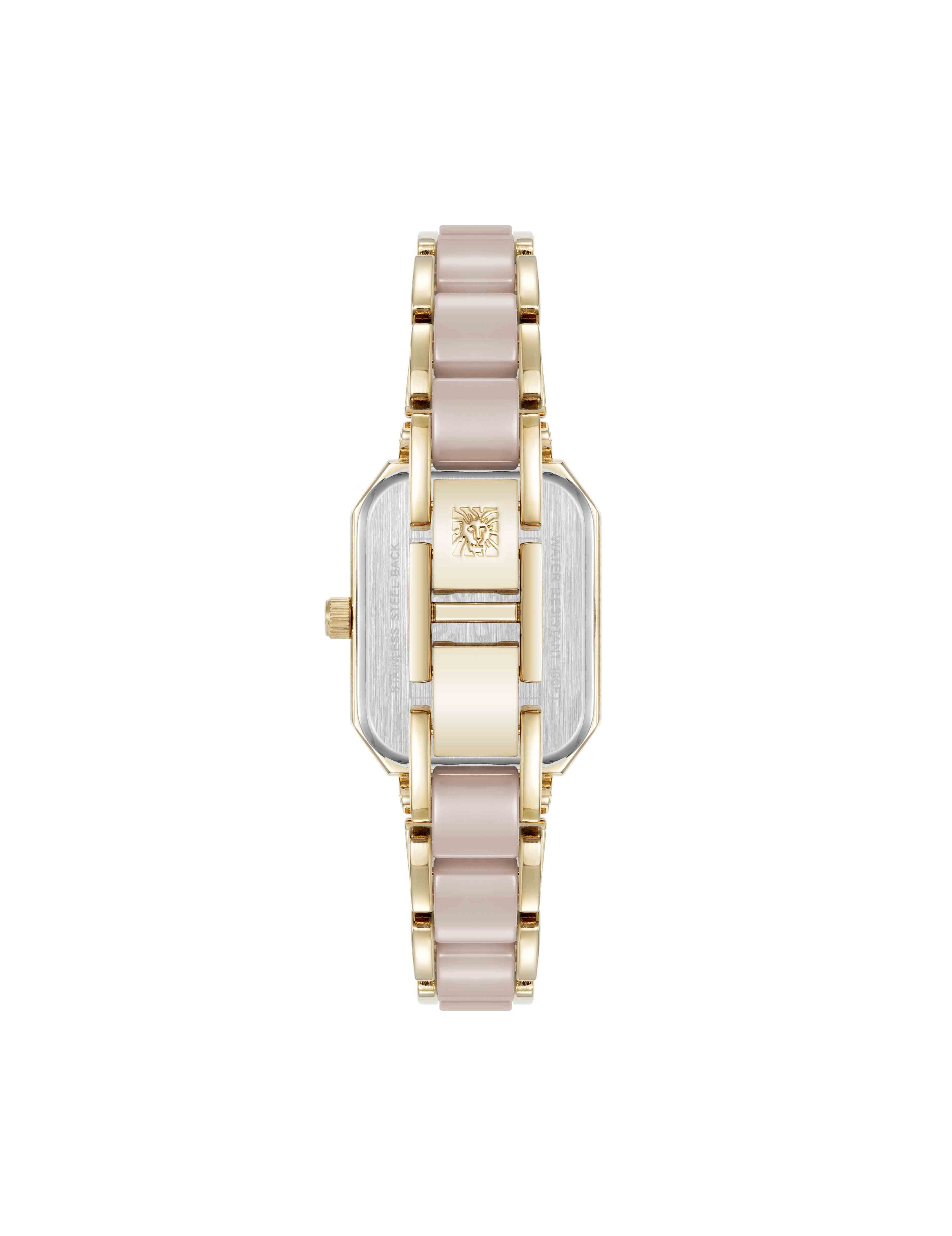 Octagonal Shaped Ceramic Bracelet Watch - Anne Klein Tan/Gold-Tone