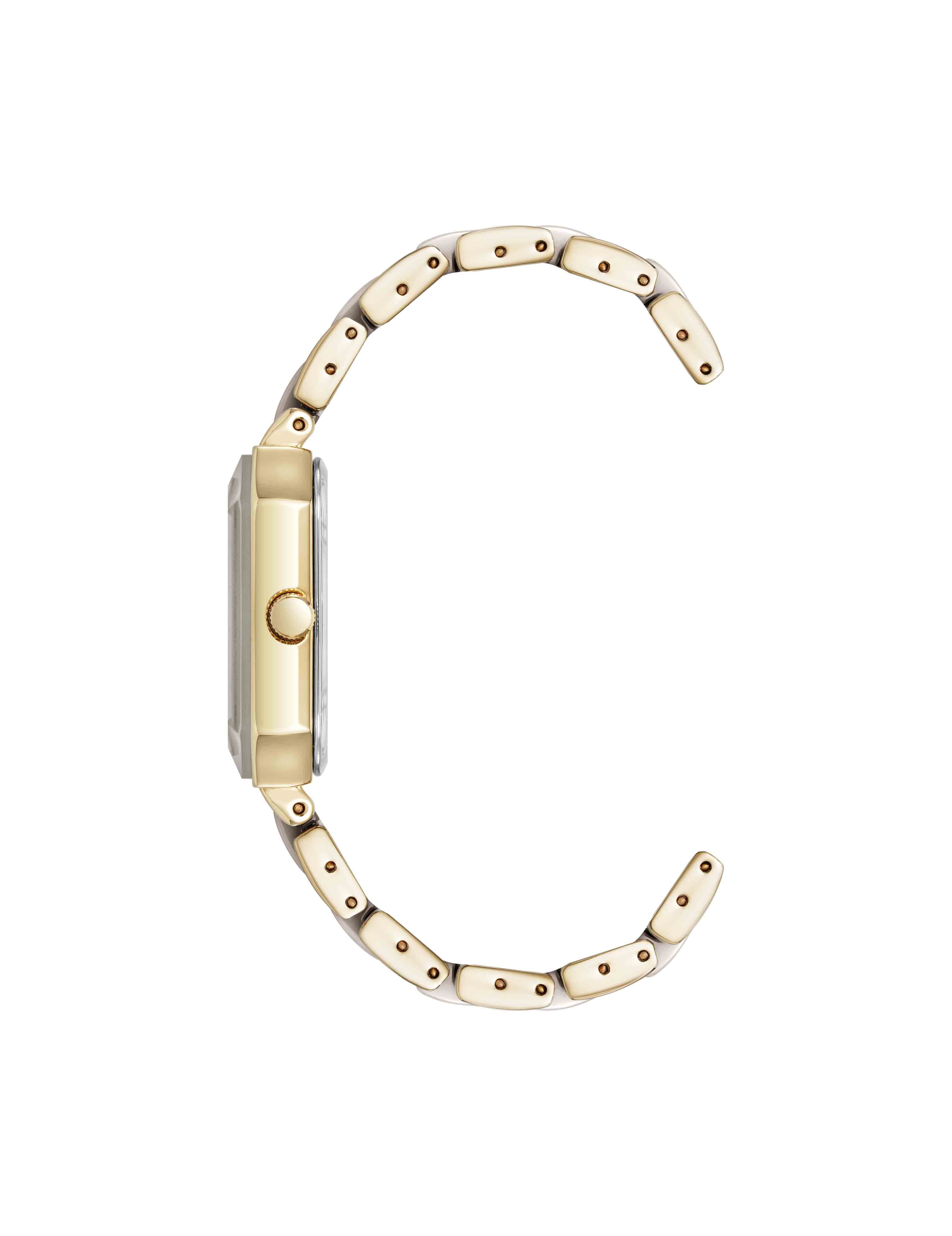 Octagonal Shaped Ceramic Bracelet Watch - Anne Klein Tan/Gold-Tone