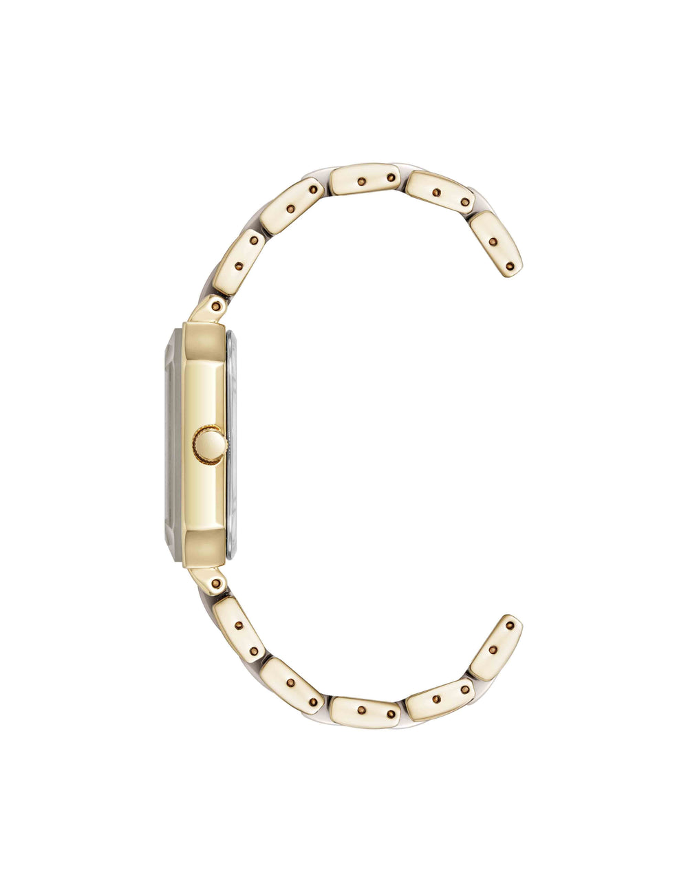 Octagonal Shaped Ceramic Bracelet Watch - Anne Klein Tan/Gold-Tone