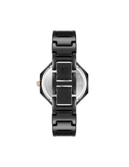 Octagonal Ceramic Diamond Dial Bracelet Watch - Anne Klein Black/Rose Gold-Tone