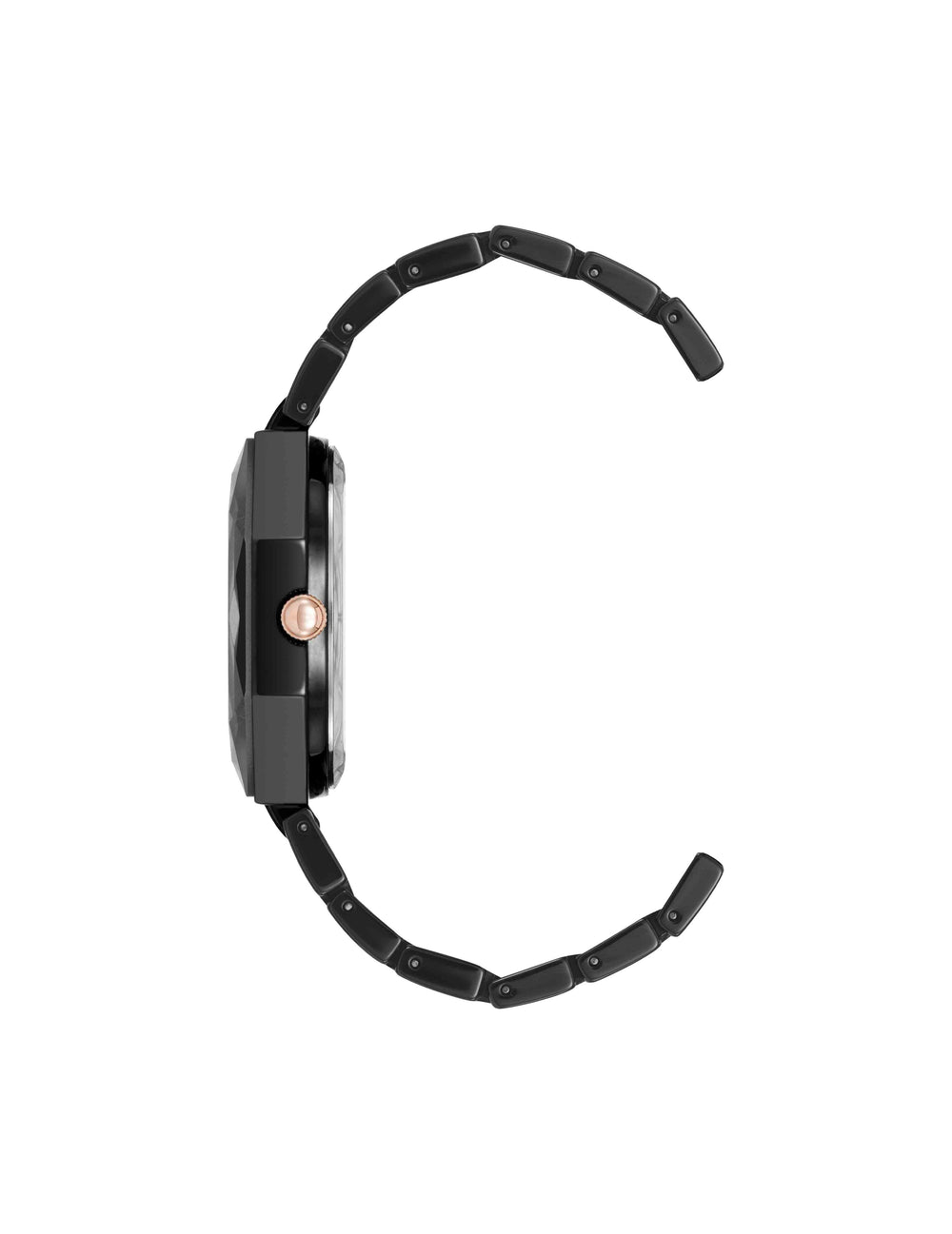 Octagonal Ceramic Diamond Dial Bracelet Watch - Anne Klein Black/Rose Gold-Tone