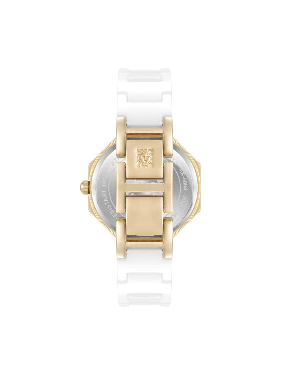 Octagonal Ceramic Diamond Dial Bracelet Watch - Anne Klein White/Gold-Tone