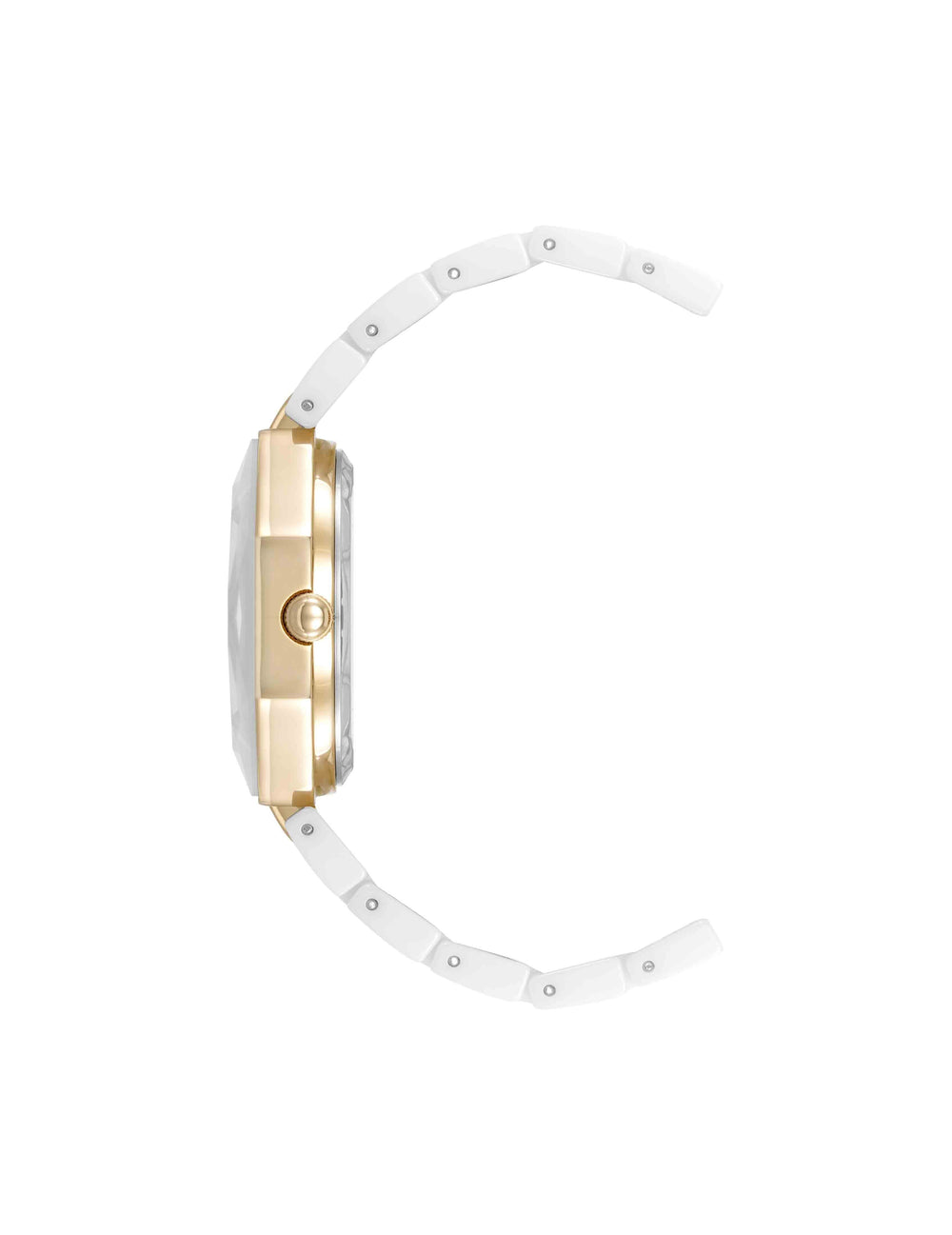 Octagonal Ceramic Diamond Dial Bracelet Watch - Anne Klein White/Gold-Tone