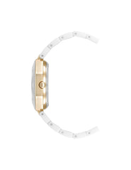 Octagonal Ceramic Diamond Dial Bracelet Watch - Anne Klein White/Gold-Tone