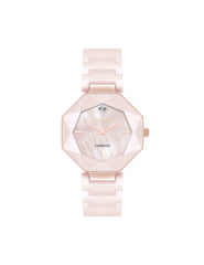 Octagonal Ceramic Diamond Dial Bracelet Watch - Anne Klein Blush Pink/Rose Gold-Tone