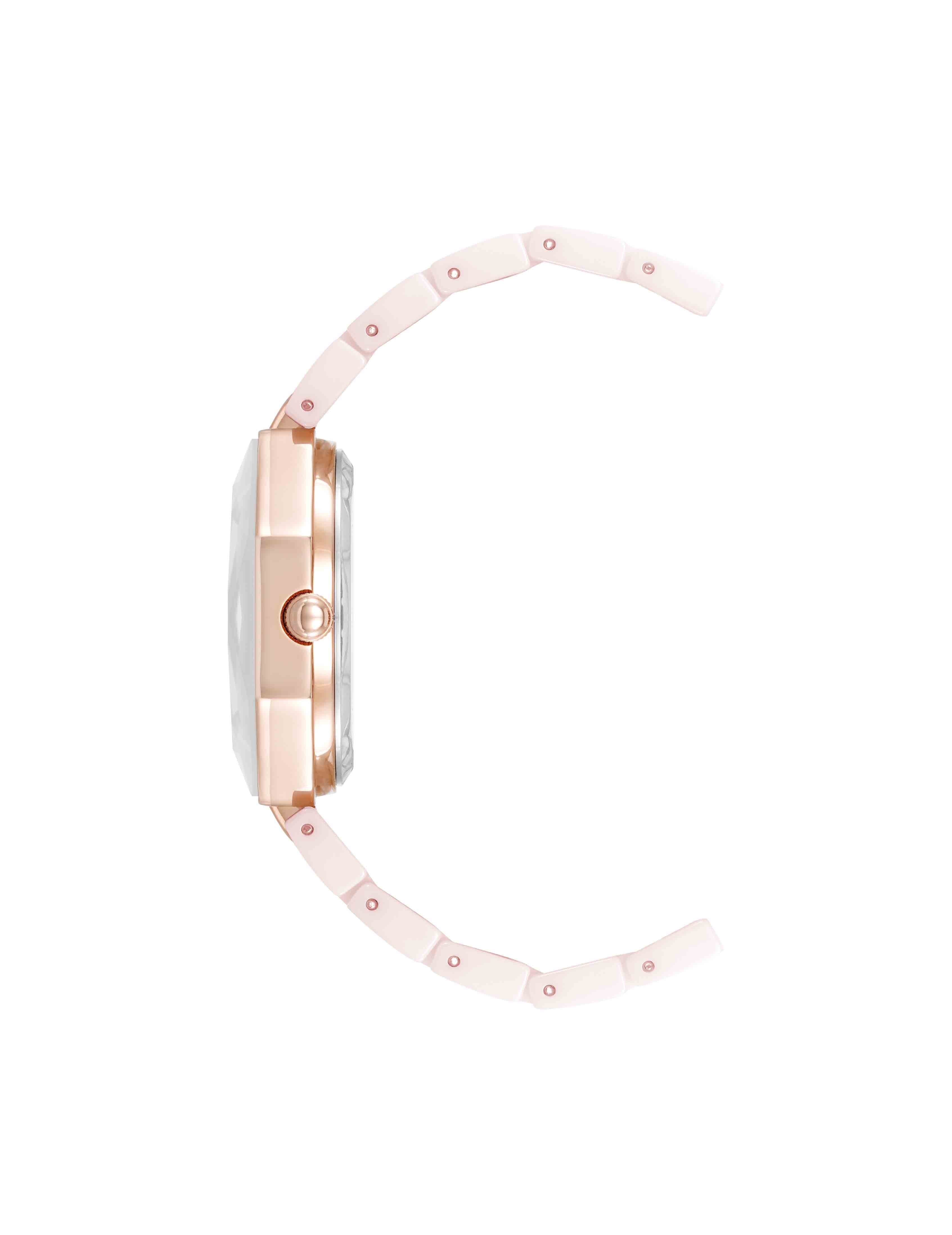 Octagonal Ceramic Diamond Dial Bracelet Watch - Anne Klein Blush Pink/Rose Gold-Tone