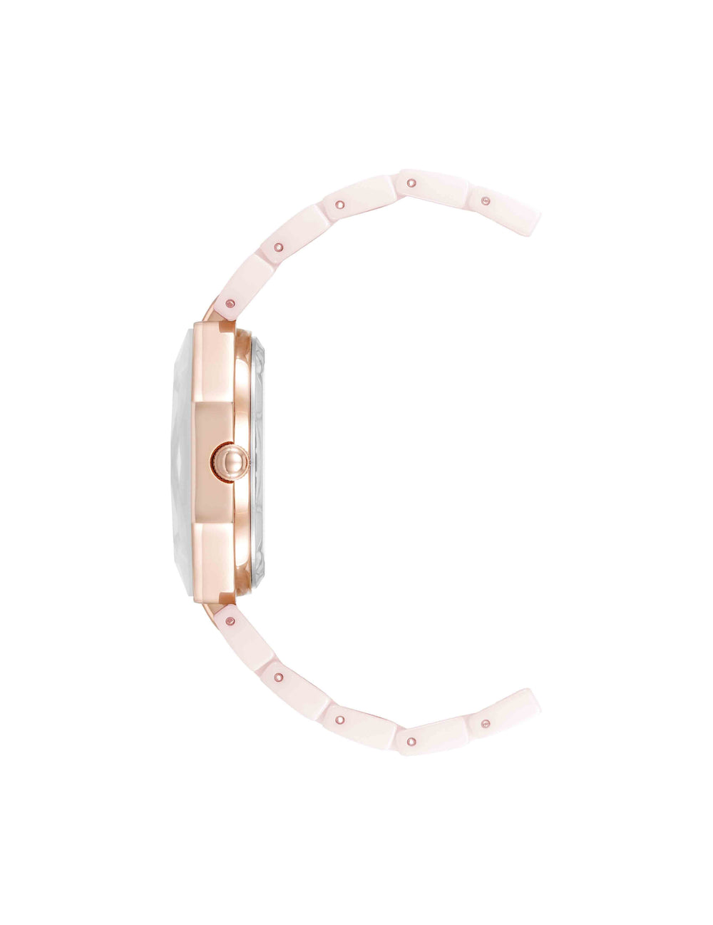 Octagonal Ceramic Diamond Dial Bracelet Watch - Anne Klein Blush Pink/Rose Gold-Tone