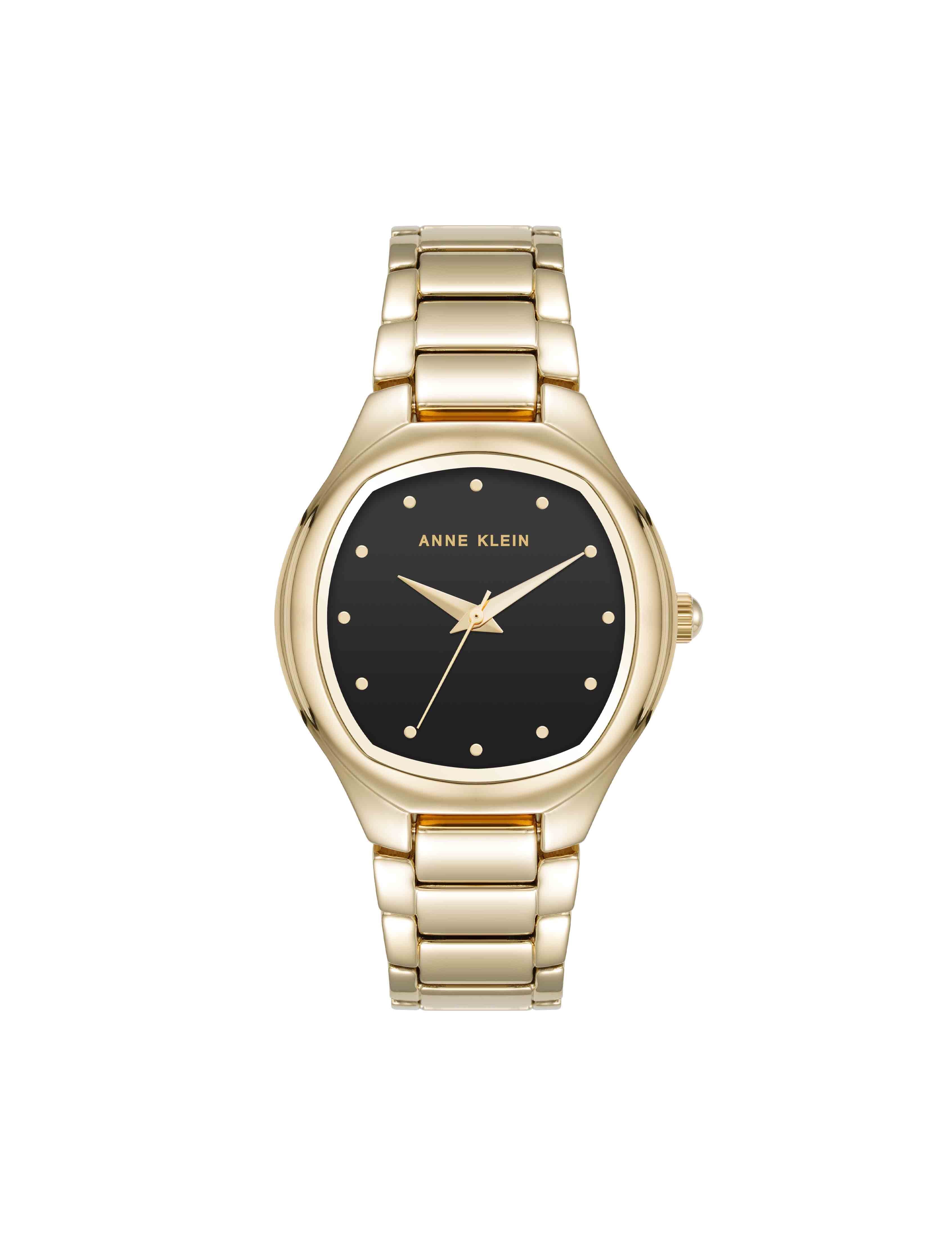 Cushion Case Metal Bracelet Watch - Anne Klein Black/Gold-Tone