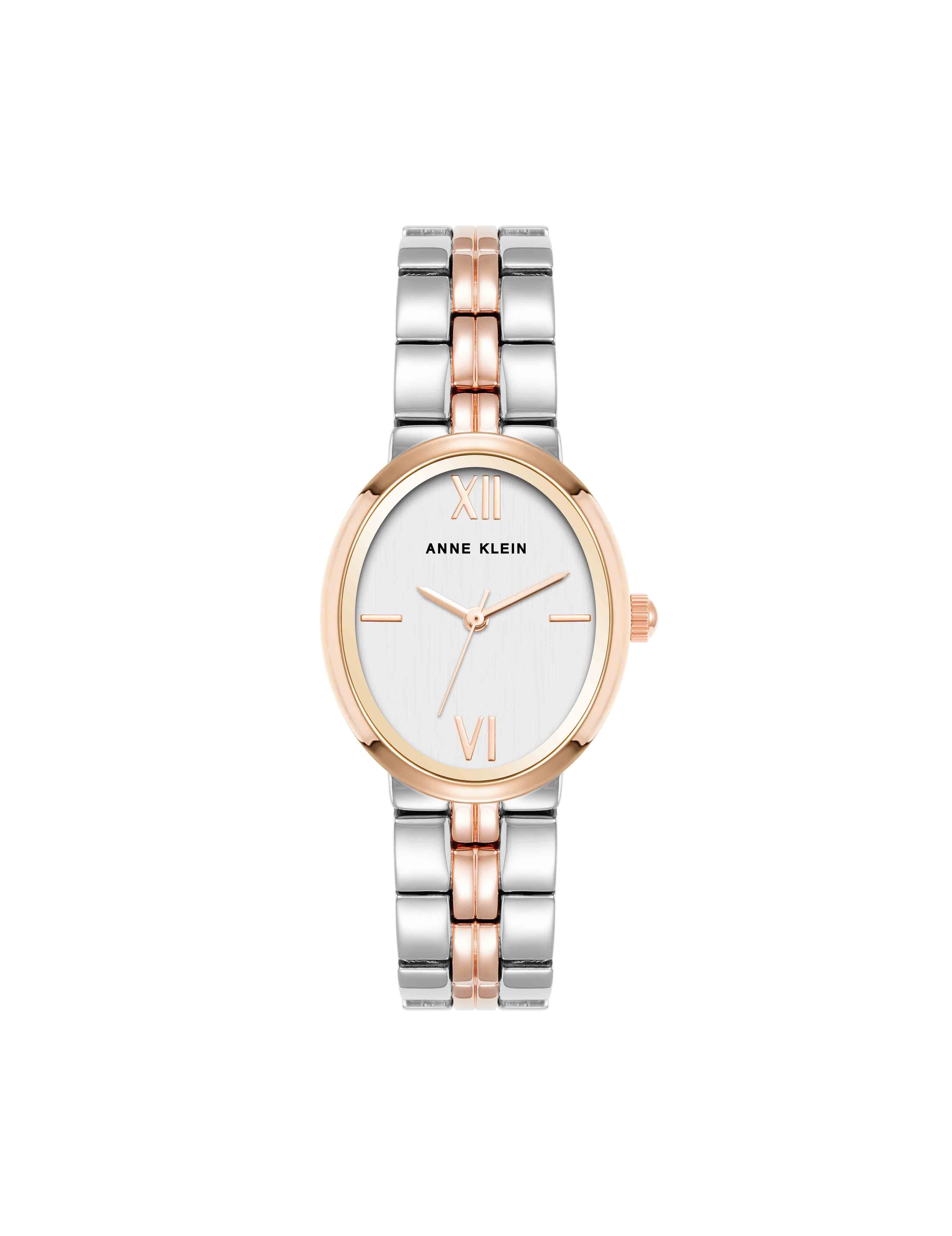 Minimalist Oval Case Watch - Anne Klein Silver-Tone/Rose-Tone