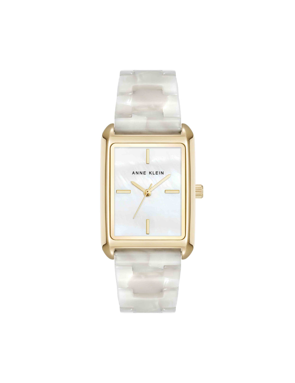 Delicate Rectangular Acetate Link Bracelet Watch - Anne Klein Ivory/Gold-Tone