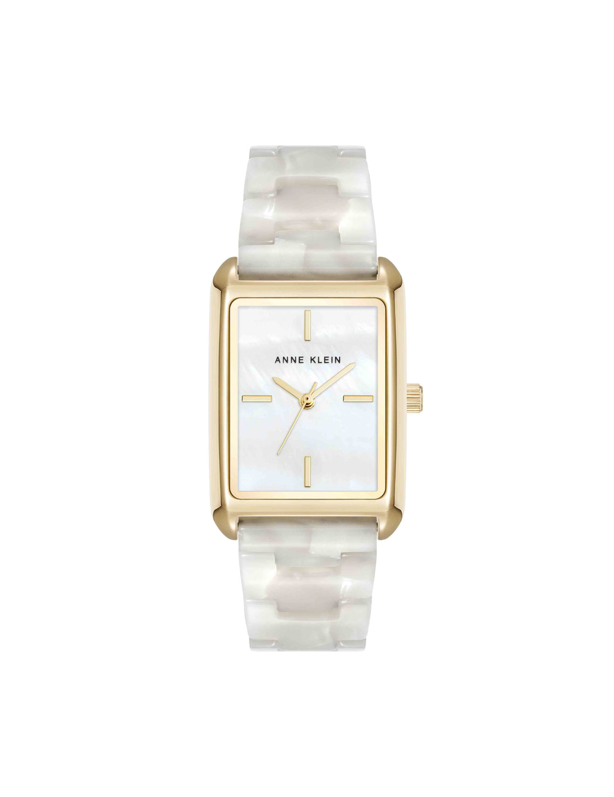 Delicate Rectangular Acetate Link Bracelet Watch - Anne Klein Ivory/Gold-Tone