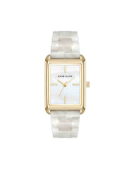 Delicate Rectangular Acetate Link Bracelet Watch - Anne Klein Ivory/Gold-Tone