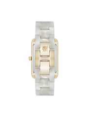 Delicate Rectangular Acetate Link Bracelet Watch - Anne Klein Ivory/Gold-Tone