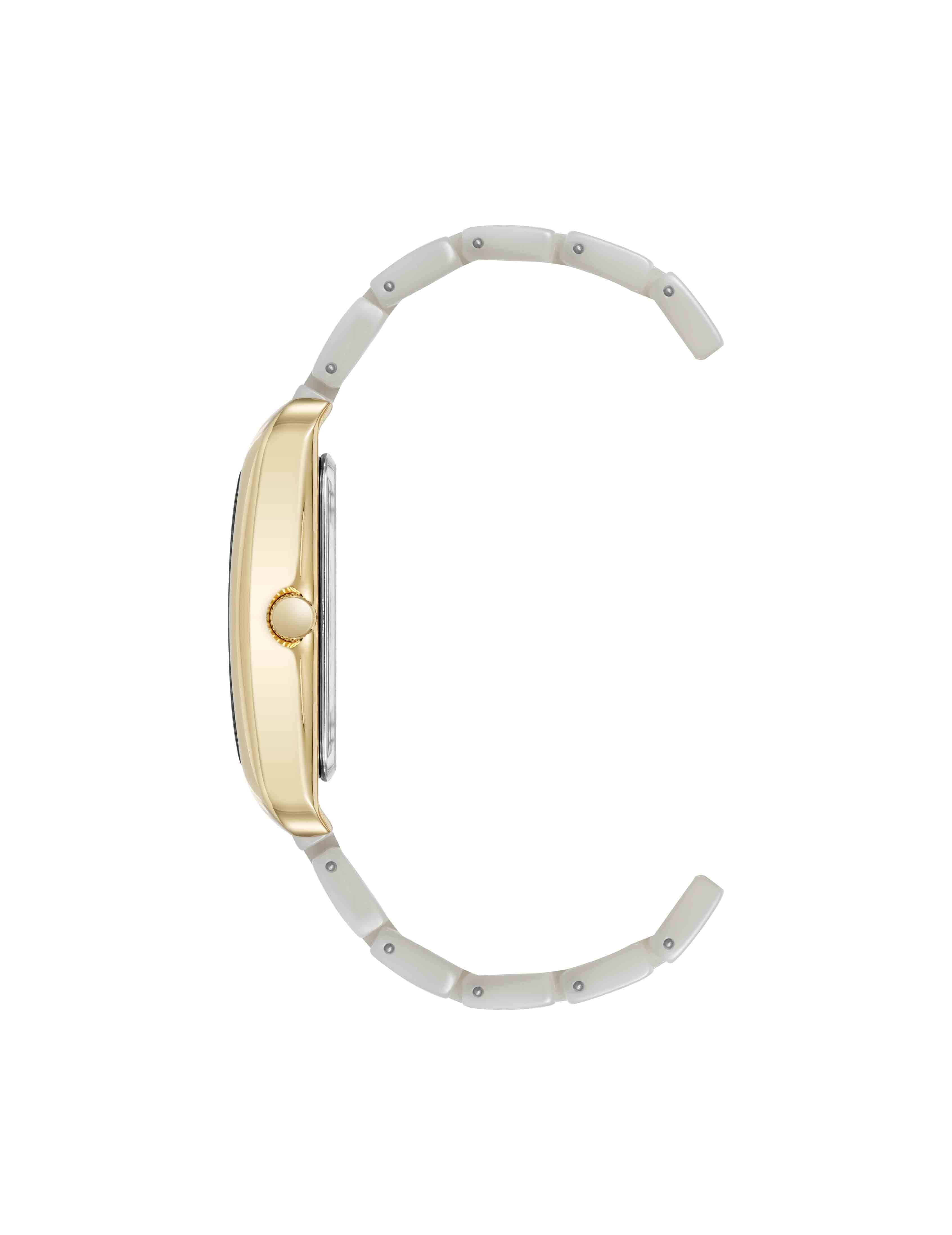 Delicate Rectangular Acetate Link Bracelet Watch - Anne Klein Ivory/Gold-Tone