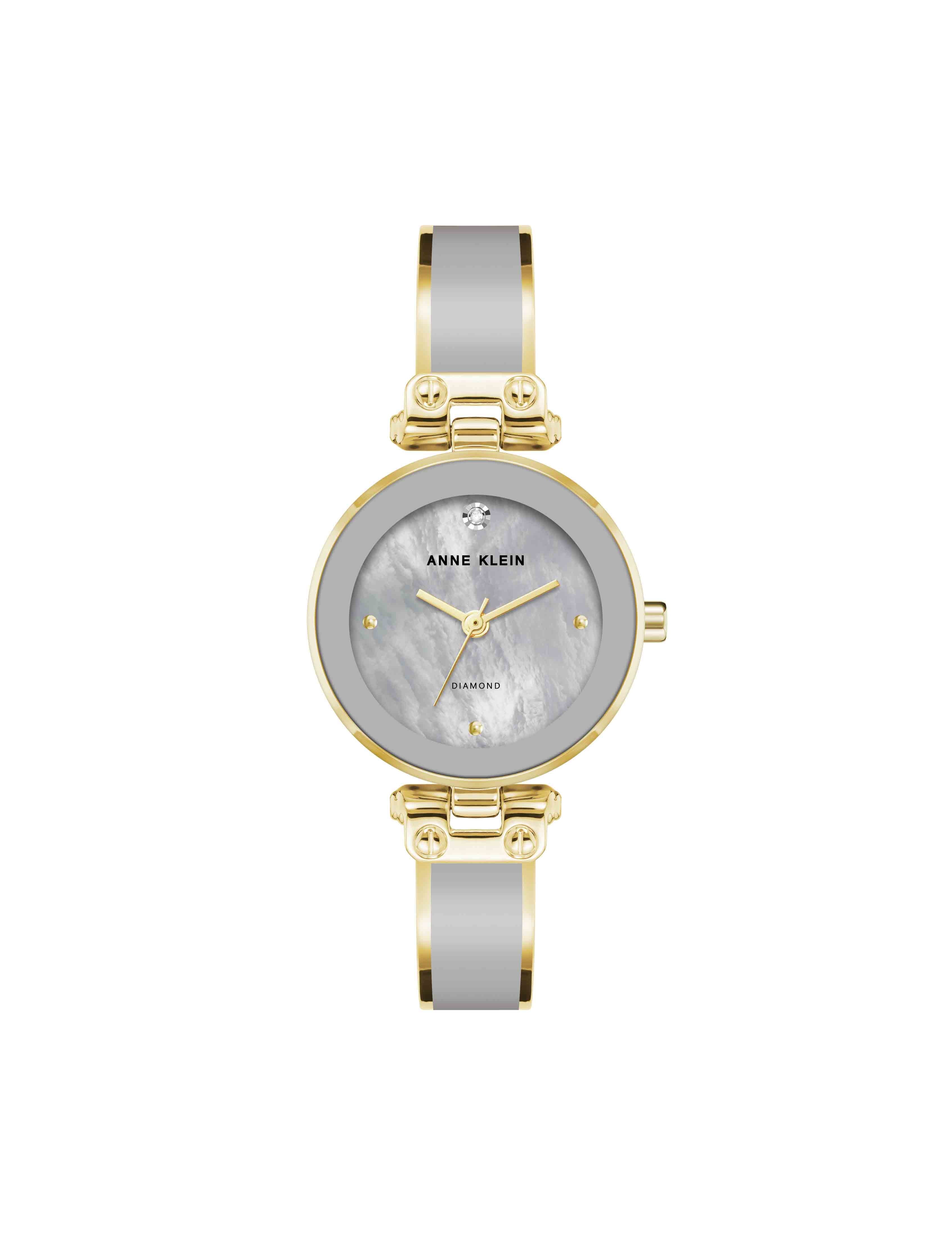 Diamond Accent Bangle Watch - Anne Klein Light Grey/Gold-Tone