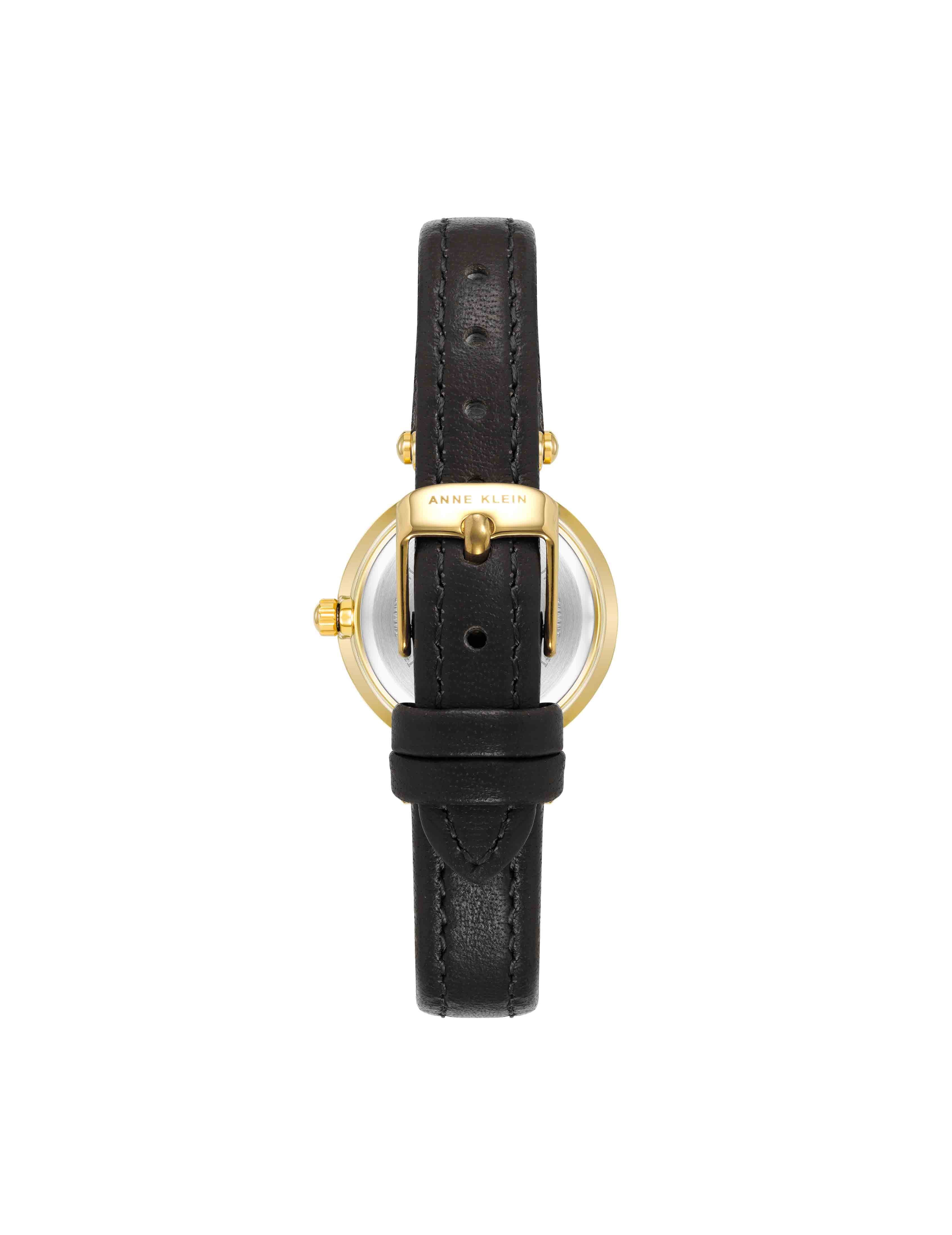 Essential Leather Strap Watch - Anne Klein Black/ Gold-Tone