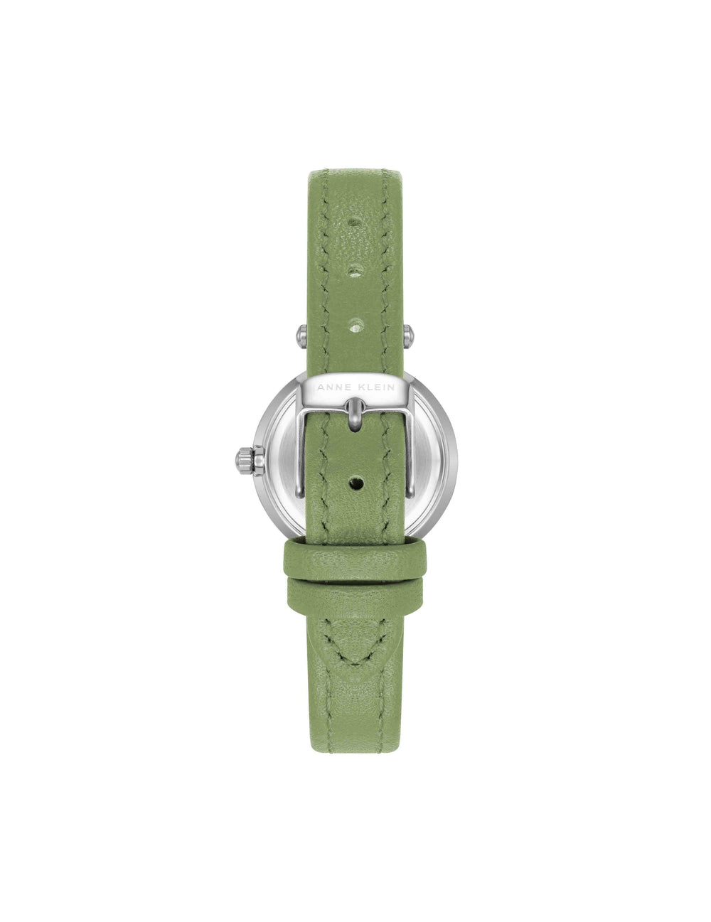 Sustainable Leather Strap Watch - Anne Klein Green/Silver-Tone