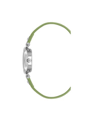 Sustainable Leather Strap Watch - Anne Klein Green/Silver-Tone