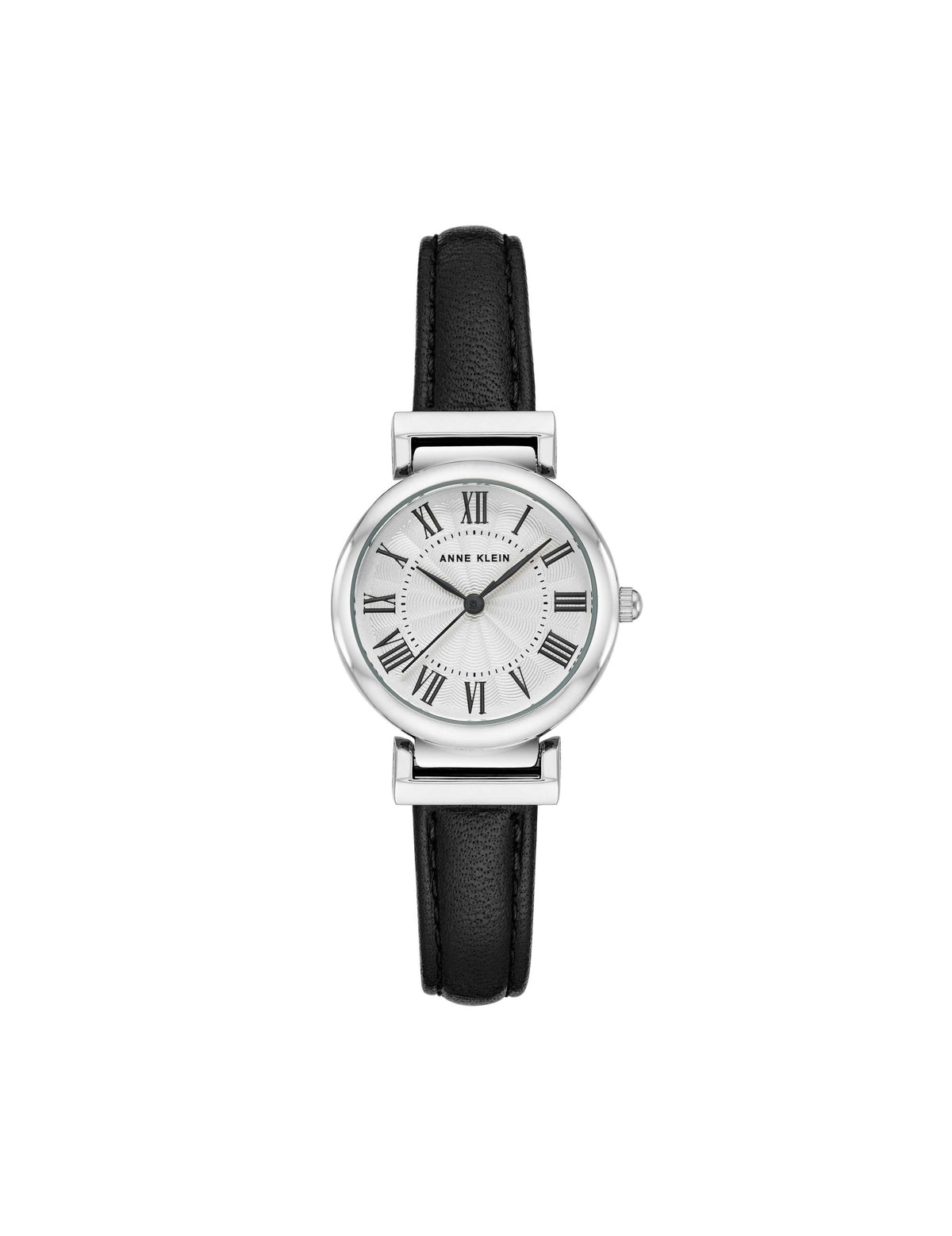 Classic Leather Strap Watch - Anne Klein Black&Silver-Tone