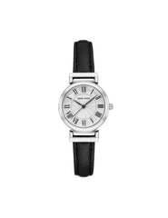 Classic Leather Strap Watch - Anne Klein Black&Silver-Tone