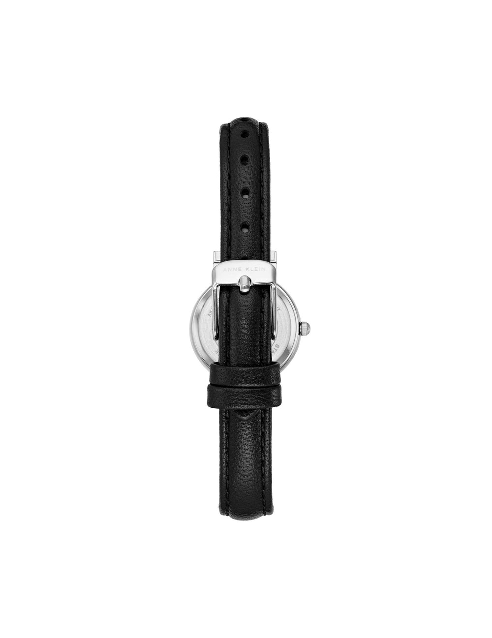 Classic Leather Strap Watch - Anne Klein Black&Silver-Tone