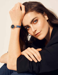 Denim Strap Watch with Rose Gold Case - Anne Klein